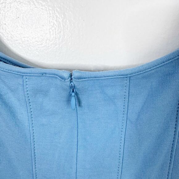 Ann Taylor LOFT Ponte Knit Seamed Flare Sleeveless Midi Dress Blue Size 12 Flowy - Picture 10 of 13